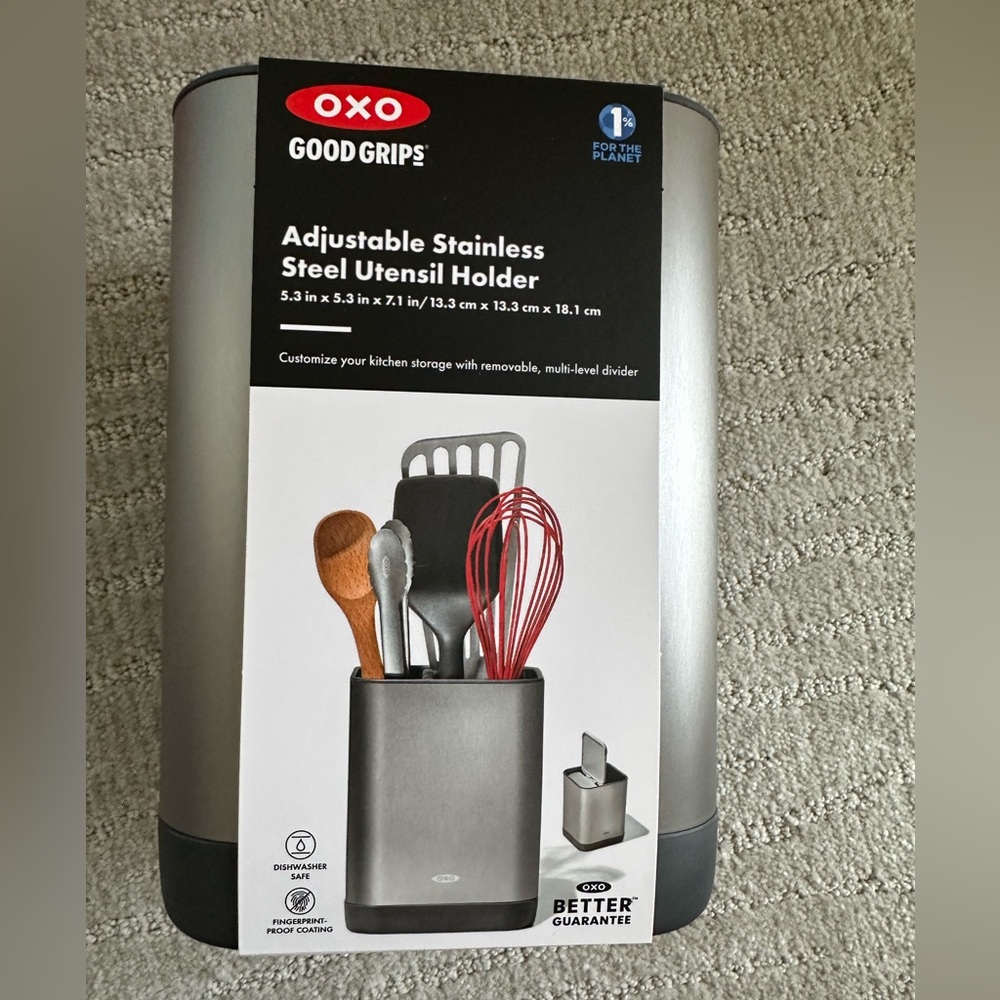 OXO Silver and Black Utensil Organizer